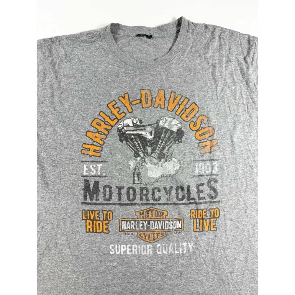 Harley-Davidson‎ Motorcycles T-Shirt Size L Gray Ride To Live O'Fallon Illinois